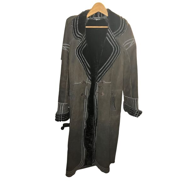 Peruvian Connection Shearling Leather Long Coat XL - Lithuanian Craftsmanship - Picture 2 of 8